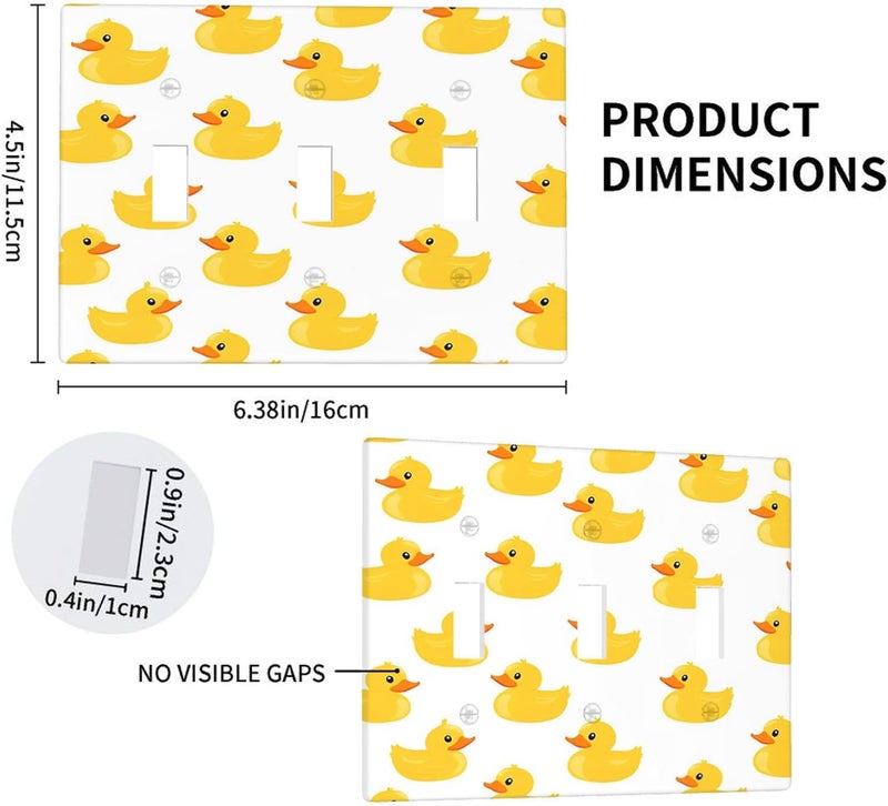 Moslion Duck Toy Triple Toggle Wall Plate Covers Cute Animal Shower Ducks 3-Gang Switch Plug Protector Face-Plate Home Decor Bedroom Bathroom - Image 2